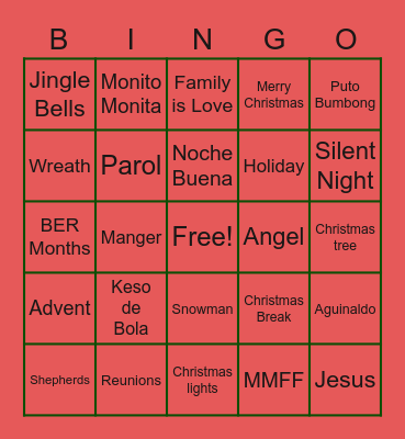 JHS-SHS Zoom Paskuhan 2021 Bingo Card