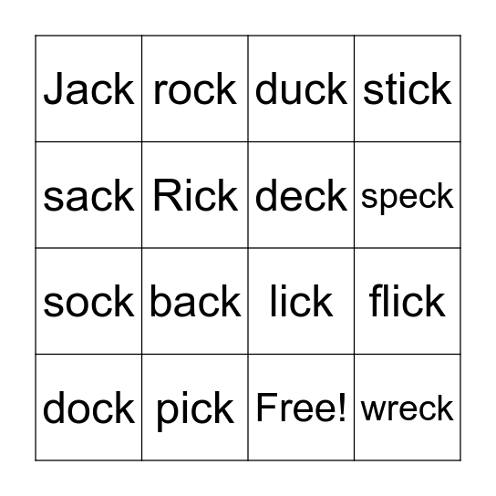 -ck Bingo Card
