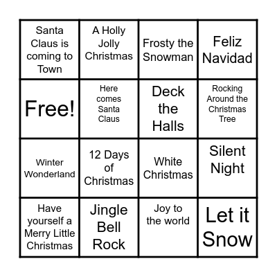 Christmas Music Bingo Card