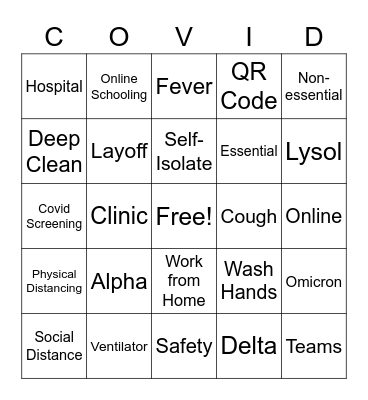 COVID Bingo! Bingo Card