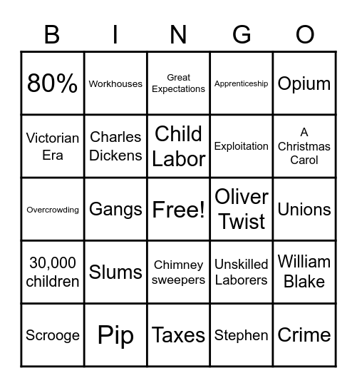 Poverty and the Working Class Bingo Card