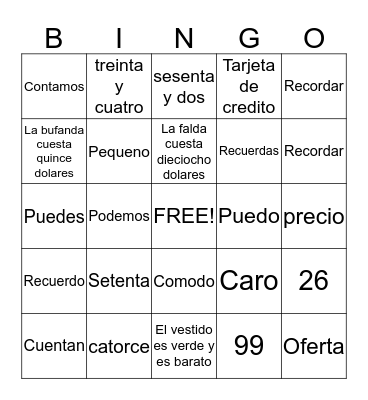 Test review Bingo Card