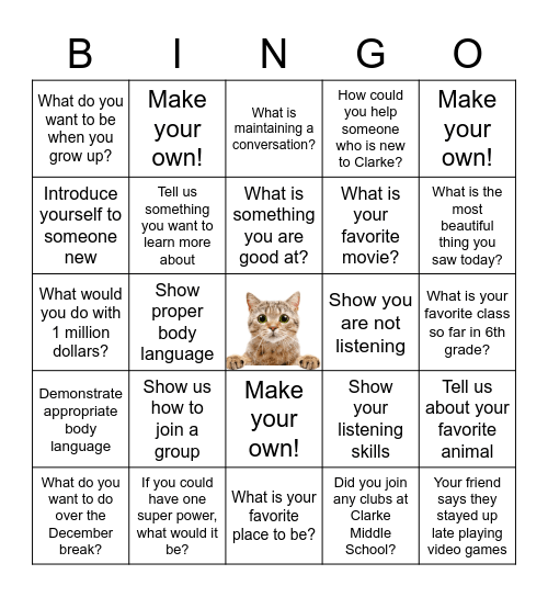 Maintaining Conversation Bingo Card