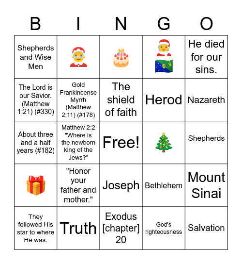 JBQ Christmas Bingo Card