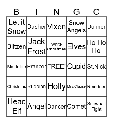 Christmas Bingo Card