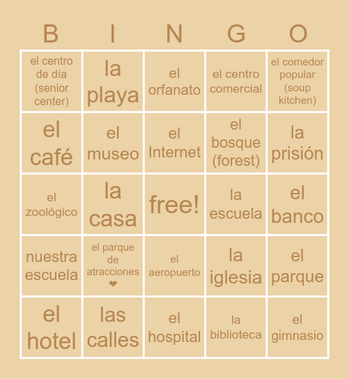 Bingo - El Servicio Comunitario Bingo Card
