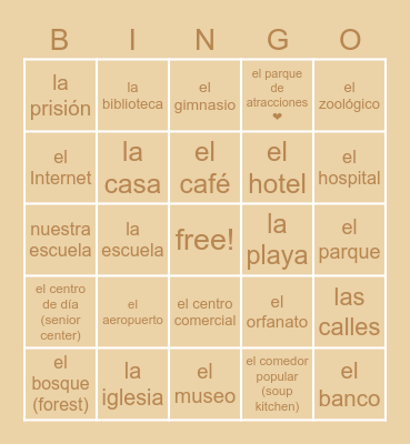 Bingo - El Servicio Comunitario Bingo Card