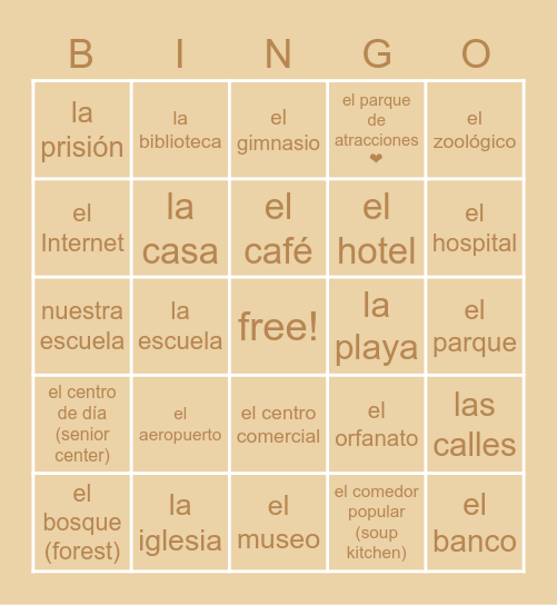 Bingo - El Servicio Comunitario Bingo Card