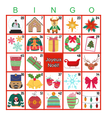 Joyeux Noël Bingo Card