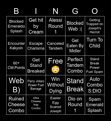 New Kakyoin Bingo [Challenge Mode] Bingo Card