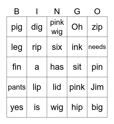 Dino Phonics Unit 3 Bingo Card