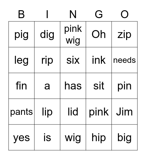 Dino Phonics Unit 3 Bingo Card