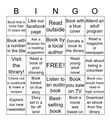 Delphos Library   Escape the Ordinary Summer Reading Program Bingo Card