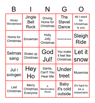 MEL's julebingo Card
