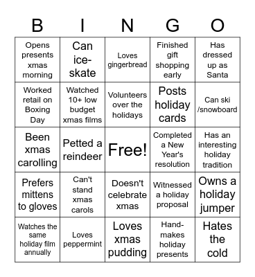 Christmas Bingo! Bingo Card