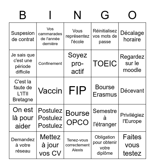 Réunion MIP Bingo Card