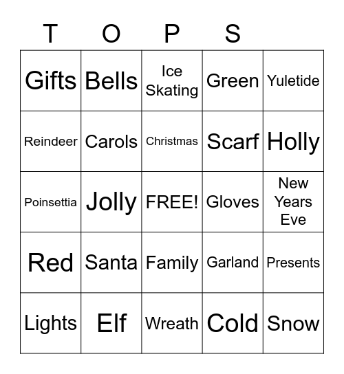 December Bingo Card