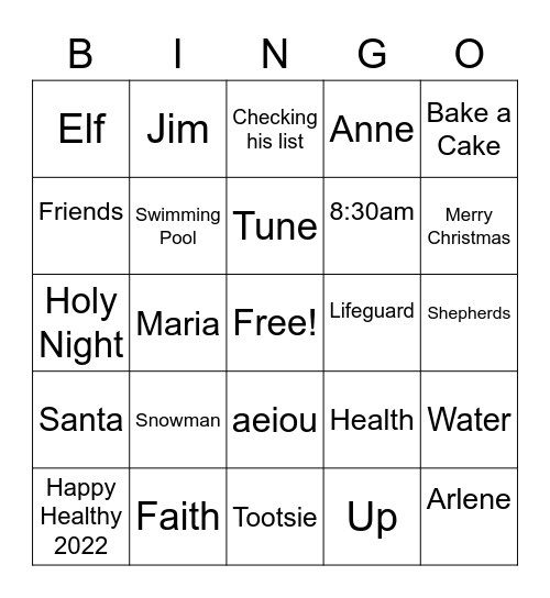 Joint Tune Up Bingo Card