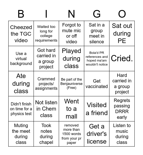 Christmas Party Bingo Card