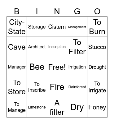 Central American Rainforests Bingo Card