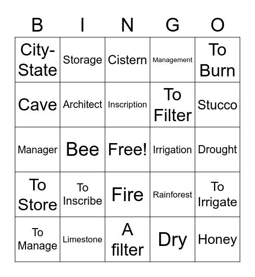 Central American Rainforests Bingo Card