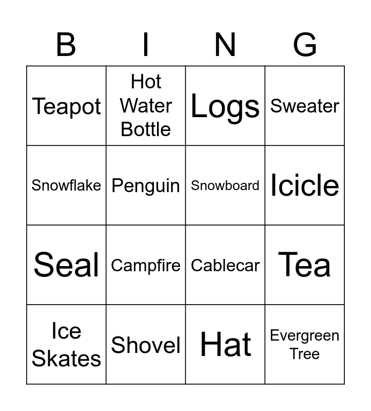 Frosty Bingo Card