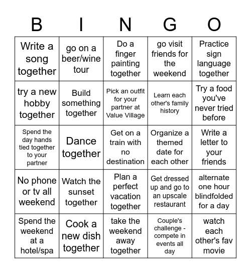 Couples bingo Card