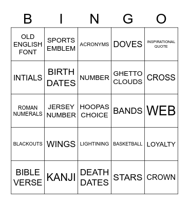 TAT IT UP Bingo Card
