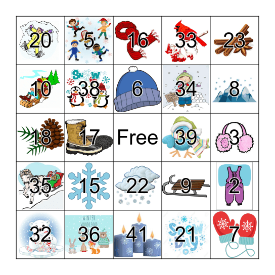 Winter Wonder Bingo Card