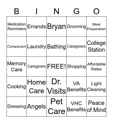 Visiting Angels  Bingo Card