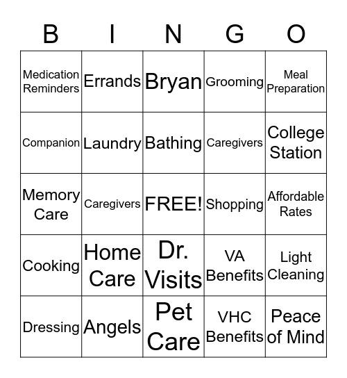 Visiting Angels  Bingo Card