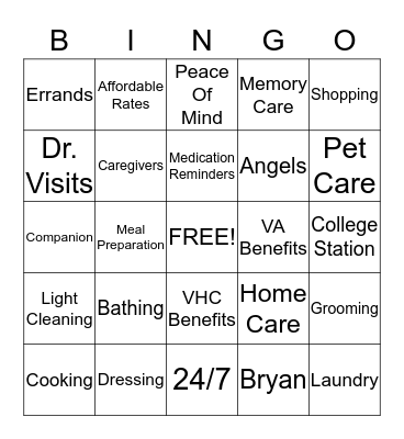 Visiting Angels  Bingo Card