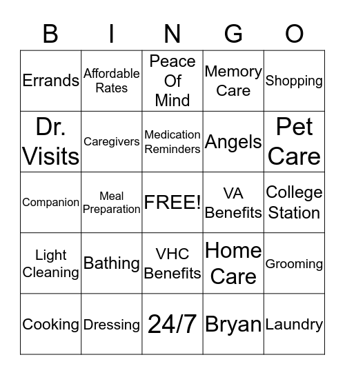 Visiting Angels  Bingo Card