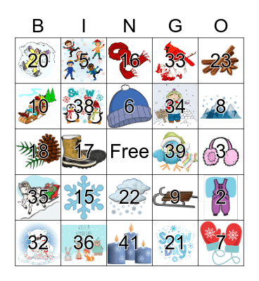 Winter Wonder Bingo Card