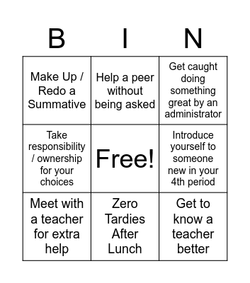 Dream Team December Bingo Card