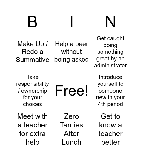 Dream Team December Bingo Card