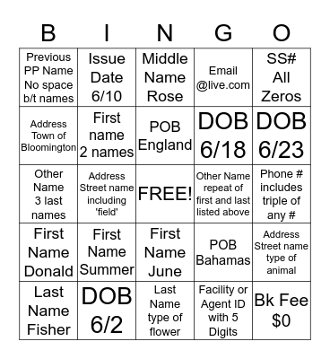 June BINGO Card