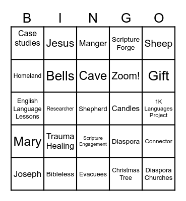 GDT Christmas Party Bingo Card