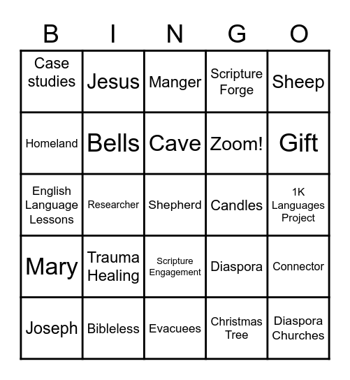 GDT Christmas Party Bingo Card