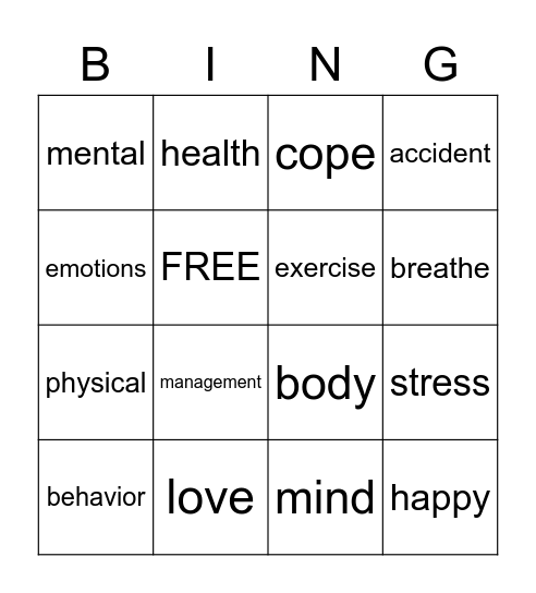stress management Bingo Card