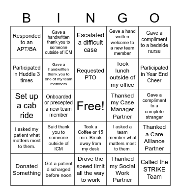 End of Year Challenge Bingo Card