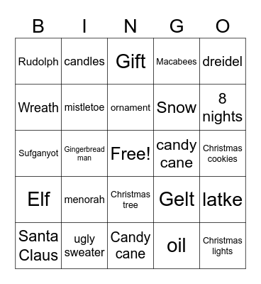 HOLIDAYS Bingo Card