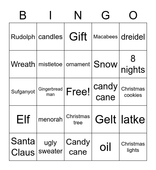 HOLIDAYS Bingo Card