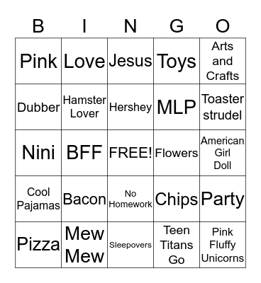 WHAT JAYDEN LOVES Bingo Card