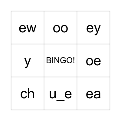 Phonics Bingo Card