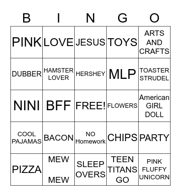 WHAT JAYDEN LOVES Bingo Card