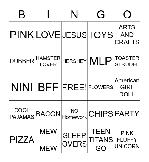 WHAT JAYDEN LOVES Bingo Card