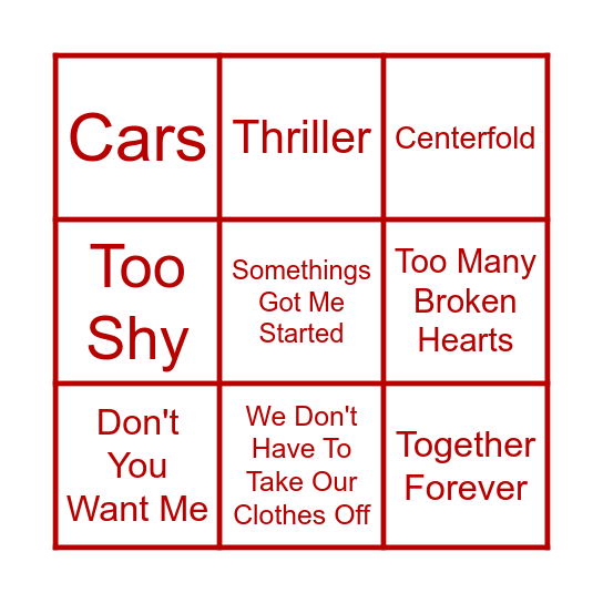 BACK TO THE 80s Bingo Card
