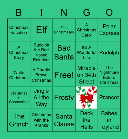 CES Holiday Movie Bingo Card