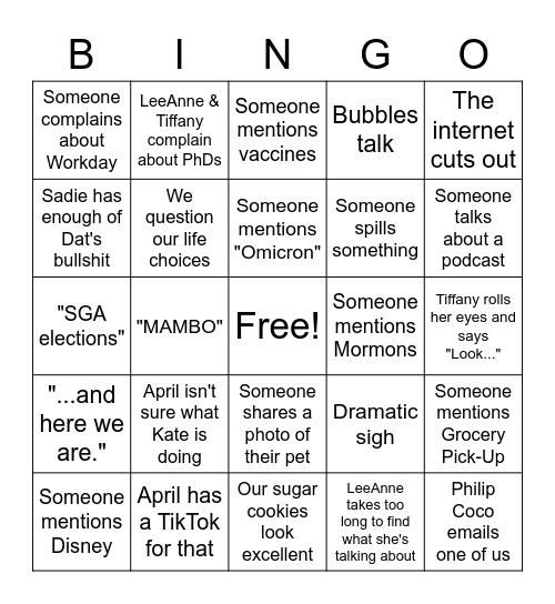 UNOSIL Bingo Card